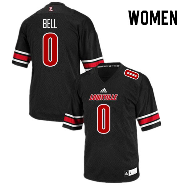 Women #0 Chris Bell Louisville Cardinals College Football Jerseys Stitched Sale-Black - Click Image to Close